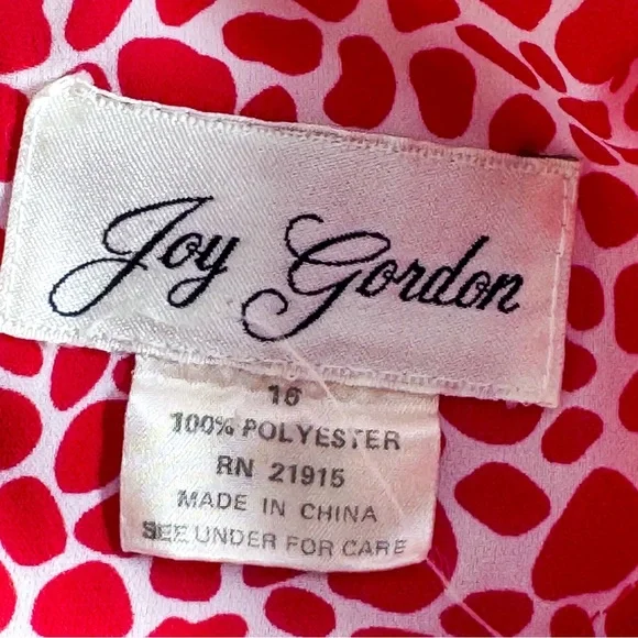 Joy Gordon Red & White Print Midi Dress Size 16 Short Sleeve Fit & Flare - Picture 10 of 11